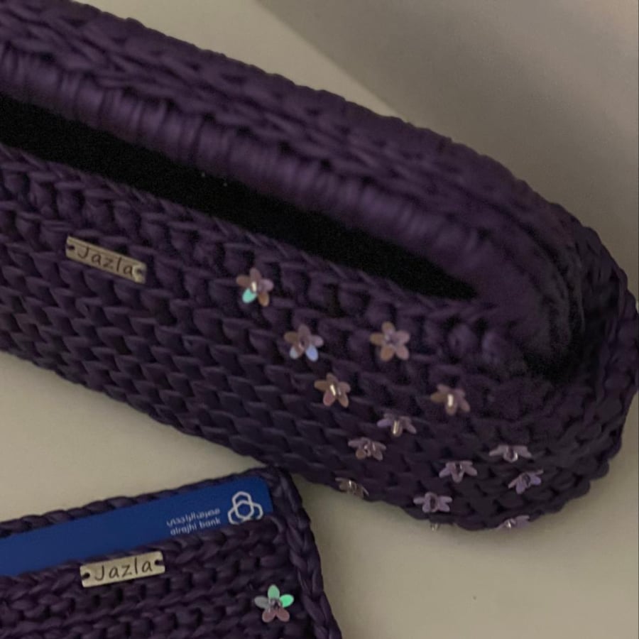 (JAZLA Amethyst leather clutch (classic