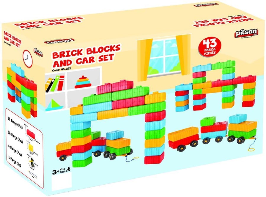 Building blocks and car set, 43 pieces