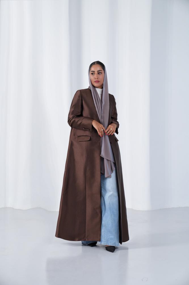 جاهز - عباية بليزر  تفته فاخرة - بني / S-56 inch