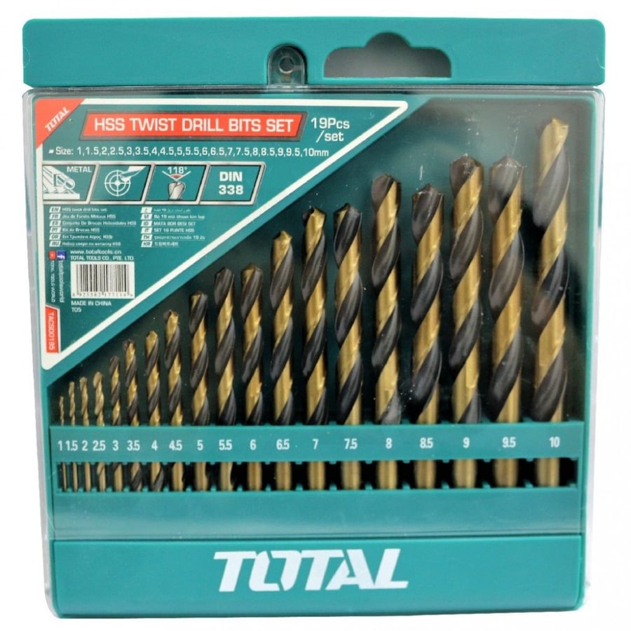 توتال طقم ريشة ستانلس ستيل 1____10مم 19PCS