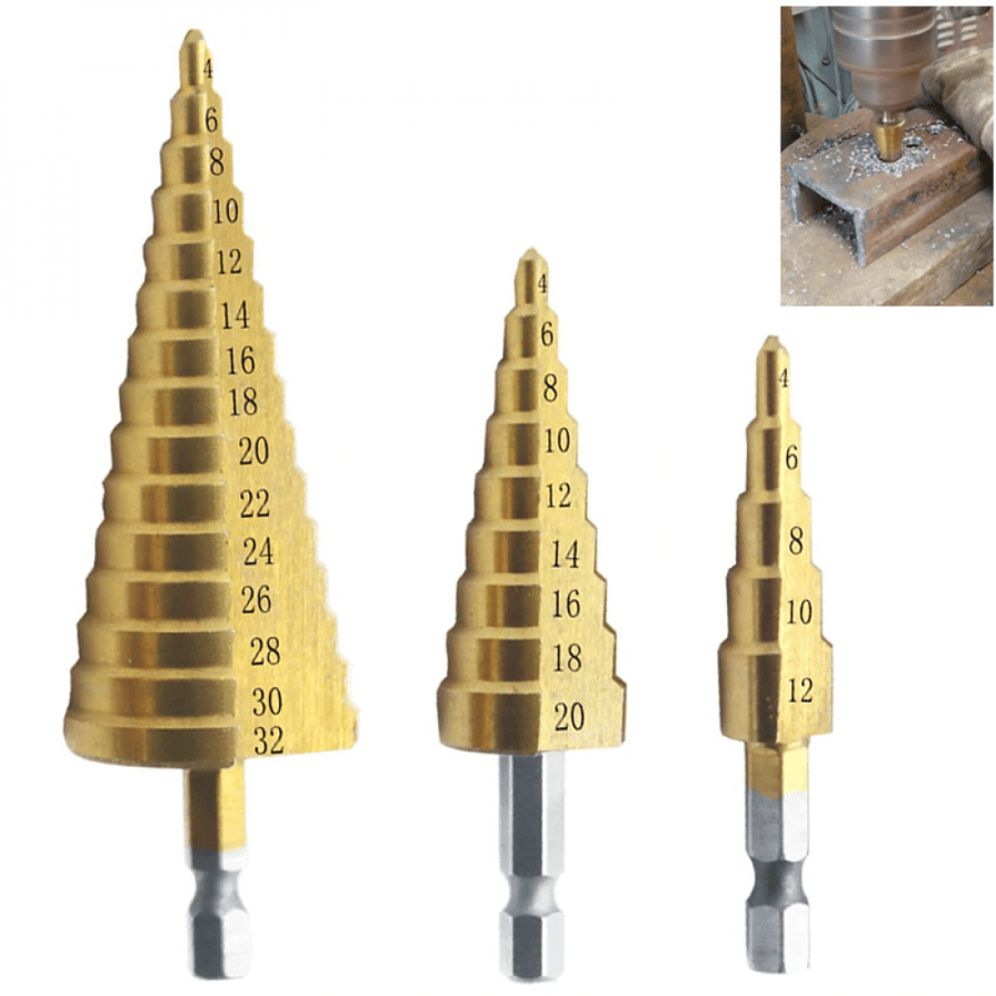 طقم ريشة هرم درج TIME TOOLS 3 قطع ذهبي على كرت 4-20/4-32/4-12مم