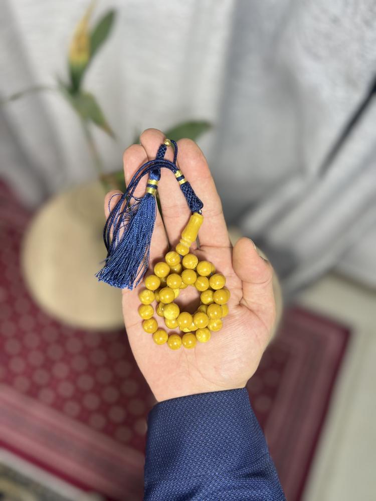 Amber clay rosaries fabric thread