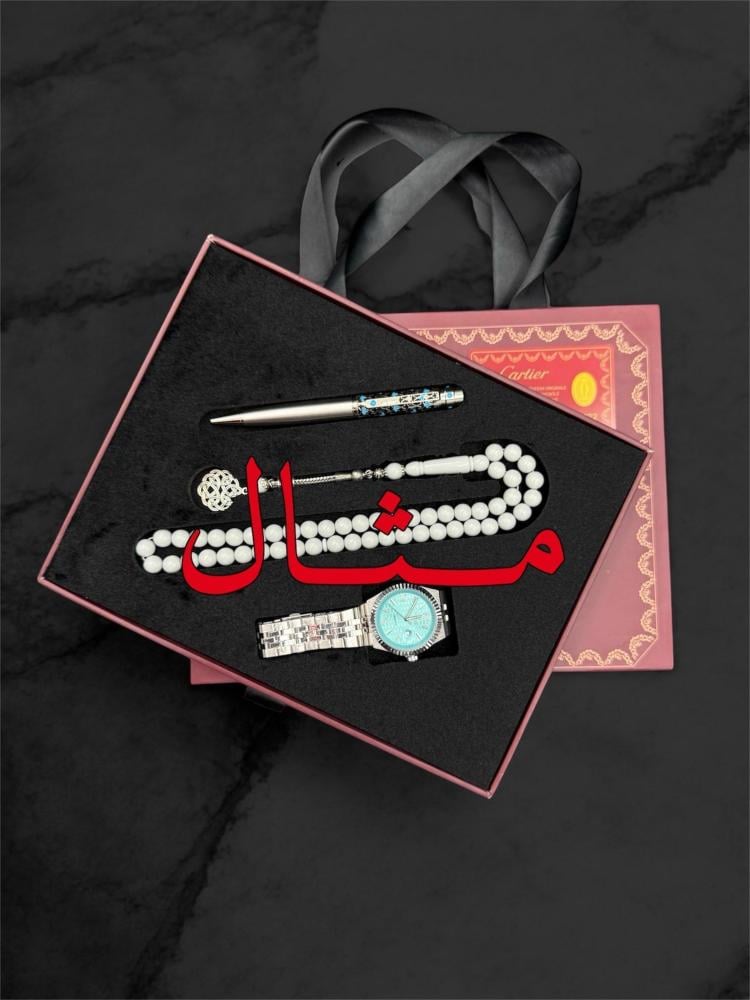 Cartier set (watch, pen, and rosary)