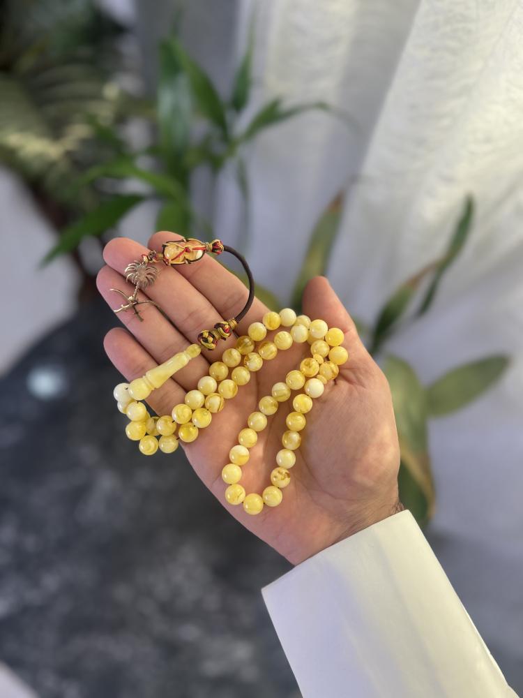 Prayer beads with clasp, featuring the Swords and Palm logo - yellow