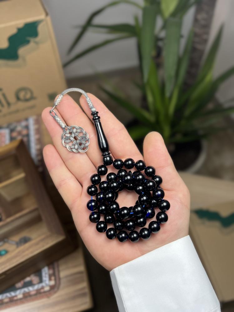 مسابح بكلايت بطرابزونة فضة - اسود حربائي bf35