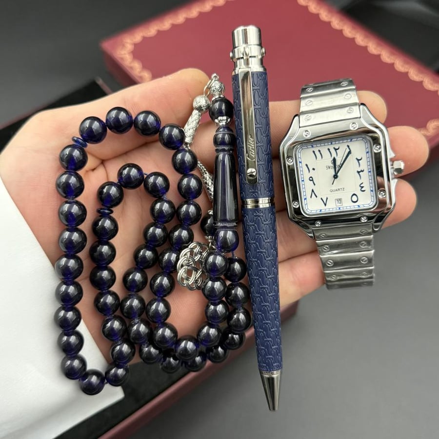 Cartier set (watch, pen, and rosary)