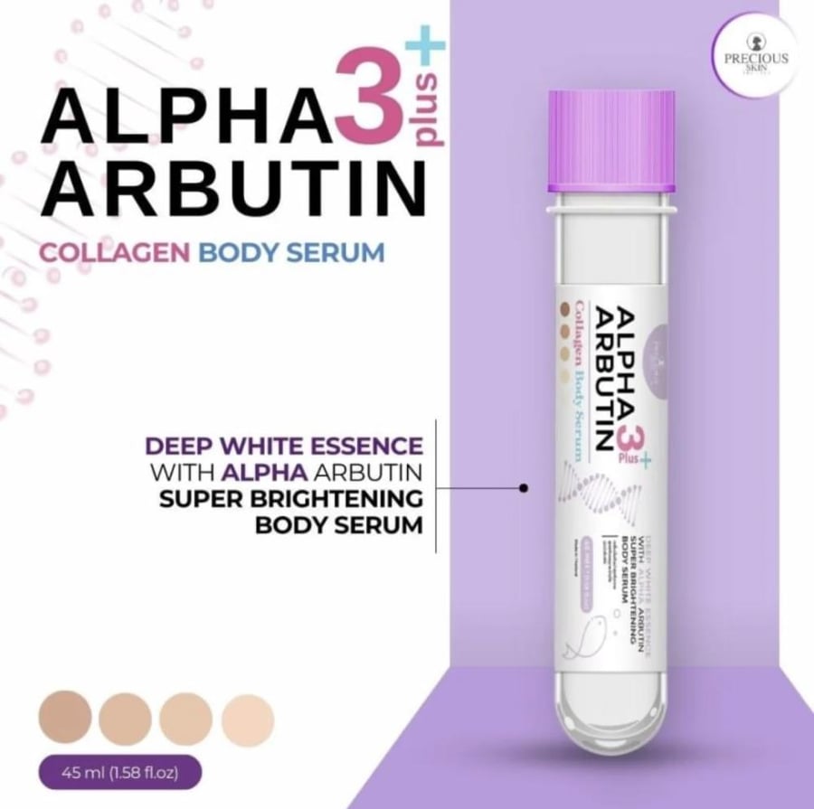 سيروم الفا اربوتين المركز لتبييض وتوهج الجسم السريع Precious Skin Alpha Arbutin 3 plus Collagen Serum Shot