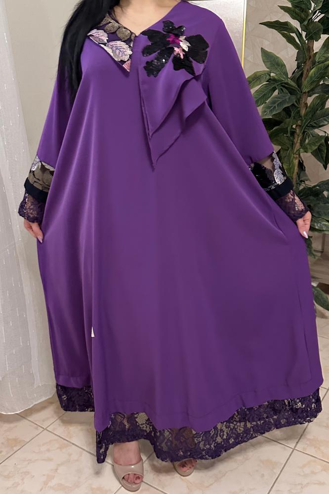 جلابية بنفسجي دانتيل