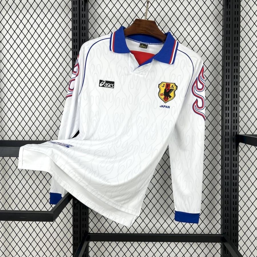 طقم منتخب اليابان موسم 1998 ابيض كم طويل