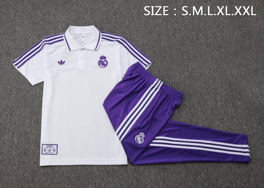 Summer training set polo Real Madrid 2025-2026 purple and white