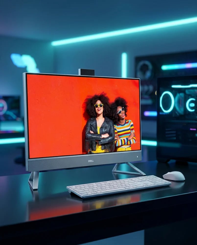كمبيوتر Dell  بشاشة  27 Infinity Touch بحواف نحيفة – معالج Intel Core 7 150U، رام 16GB DDR4، تخزين 1TB NVMe SSD، كرت شاشة NVIDIA MX570A 2GB، ويندوز 11 برو، كيبورد وماوس لاسلكي عربي