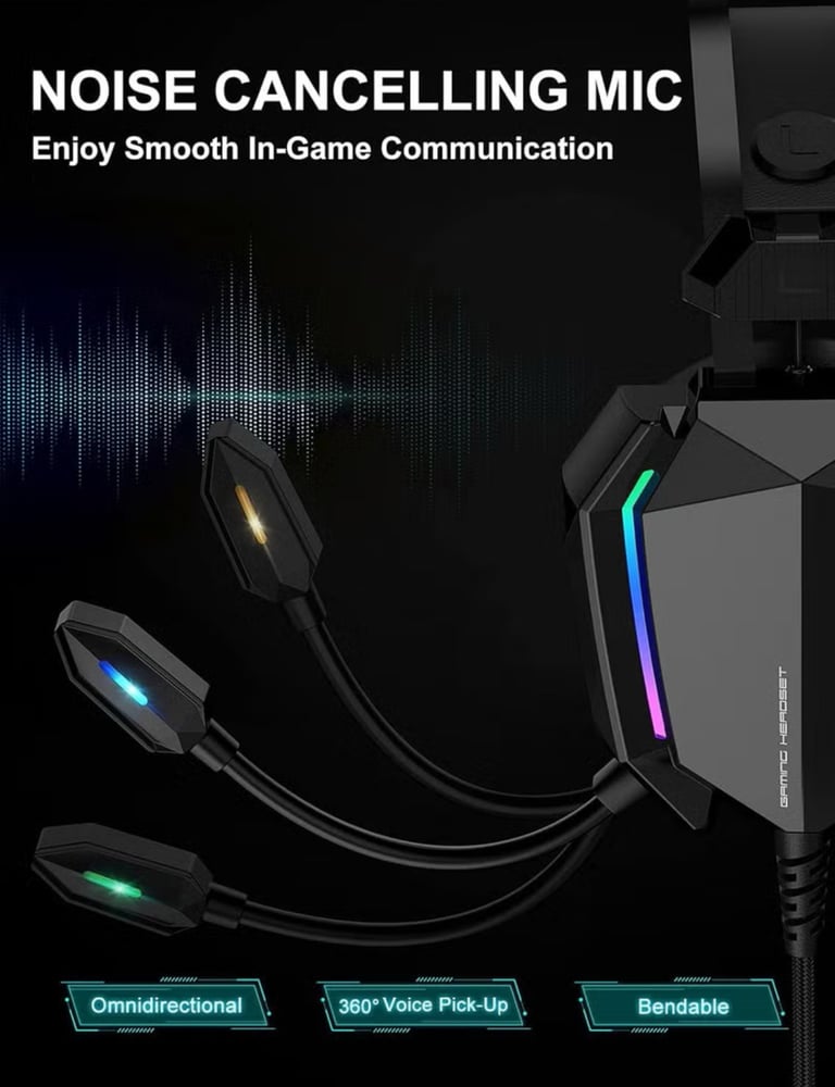 يسيدو سماعة رأس للألعاب EK03 مزودة بسلك مرن ومقبس صوت 3.5 ملم ومنفذ USB HD HIFI باللون الأسود