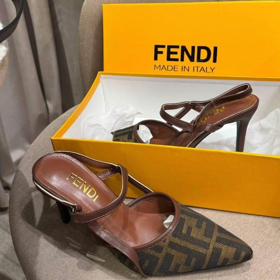 Fendi heel (dark espresso) with accessories / Fendi package