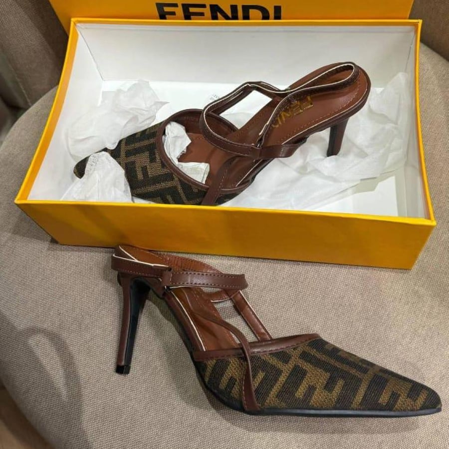 Fendi heel (dark espresso) with accessories / Fendi package