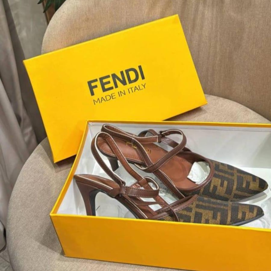 Fendi heel (dark espresso) with accessories / Fendi package