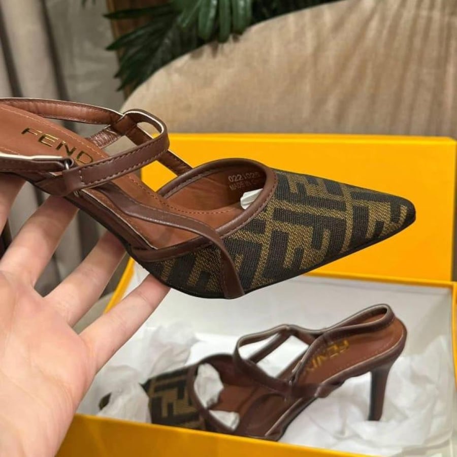 Fendi heel (dark espresso) with accessories / Fendi package