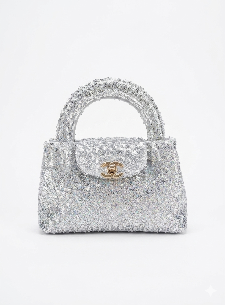 شنطة شانيل كوكو سيكوينز كيلي - CHANEL  فضي
