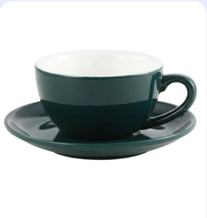 Espresso cup with shiny turquoise saucer 85ml