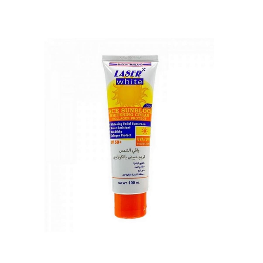 Laser white Sunblockand skin whitening cream with natural collagen, SPF 50+ 100 g