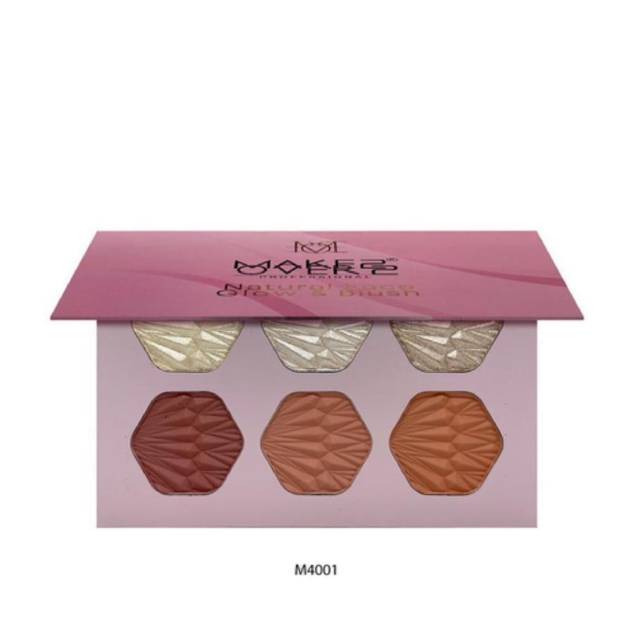 Make Over22 Highlighter and Blush Natural Face Palette - M4001