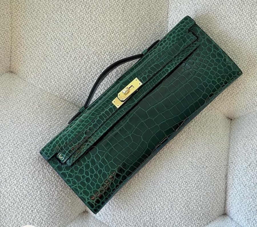 Hermes kelly cut green croc تسليم فوري