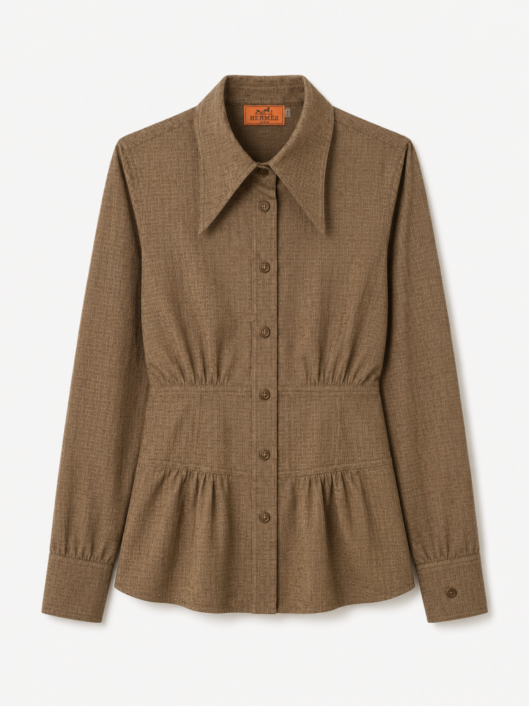 Hermes shirt brown size s-m تسليم فوري