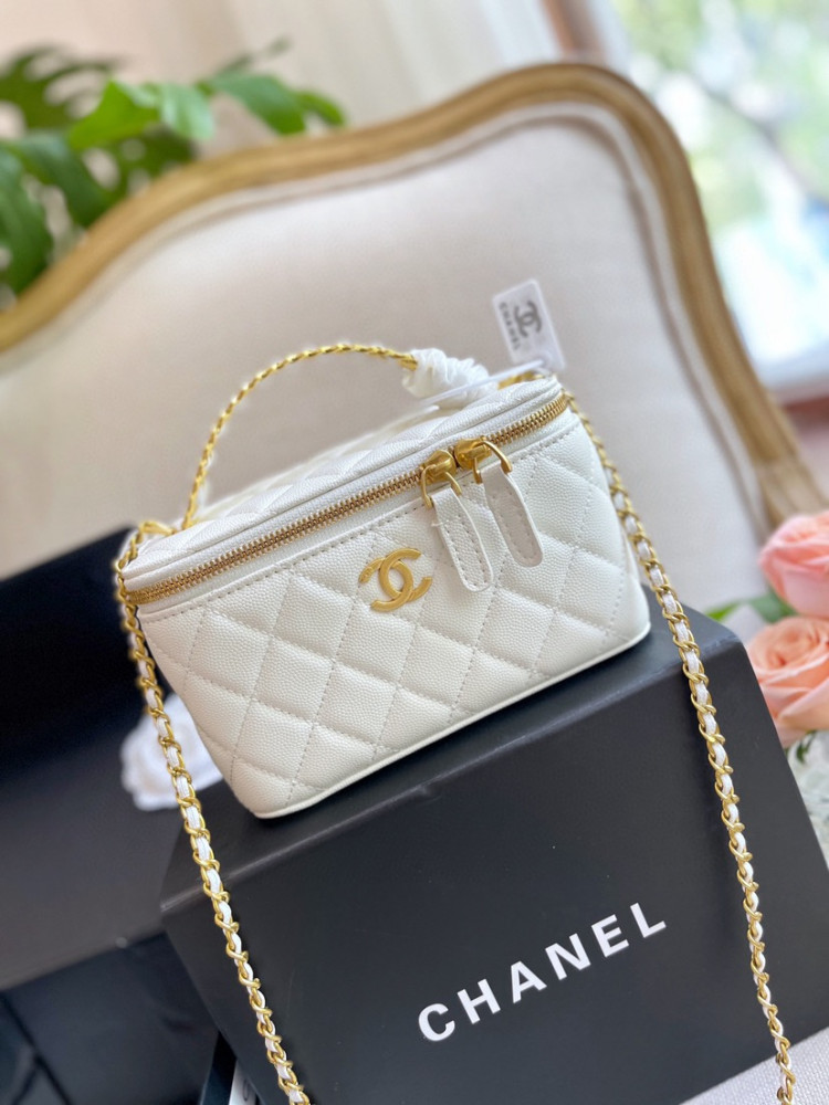 Chanel caviar leather vanity mirror