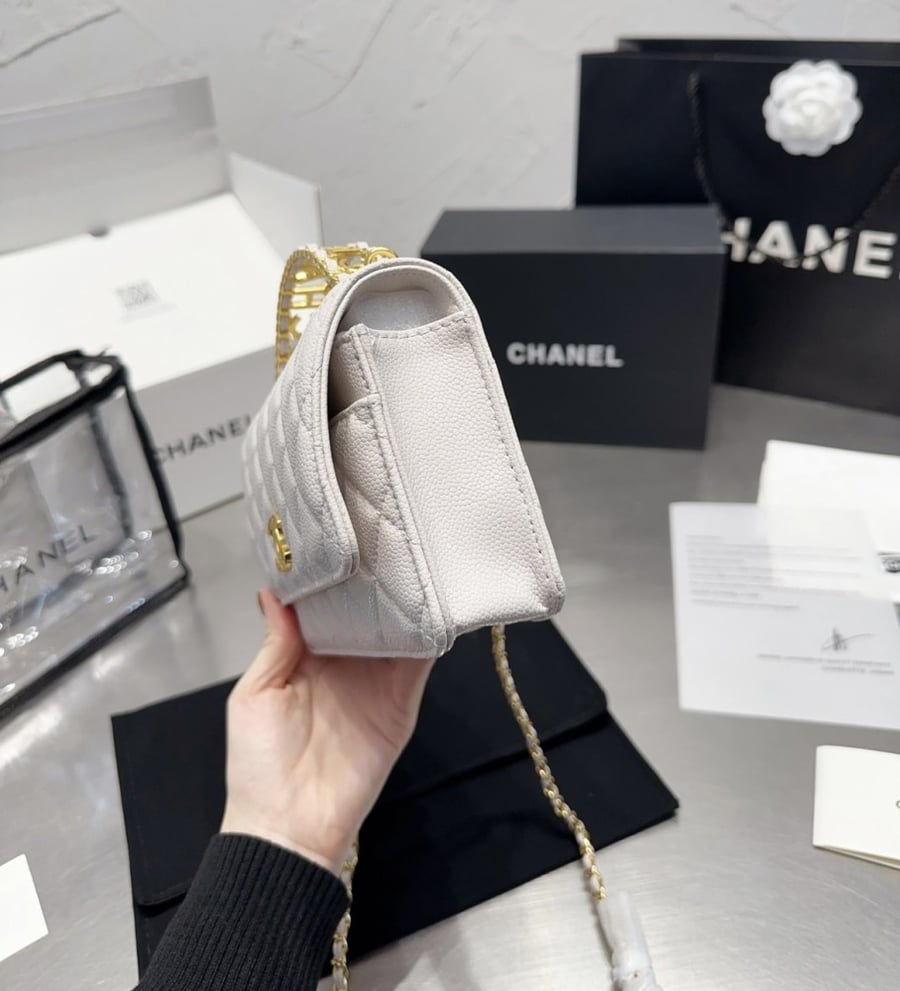 Chanel white woc with handle