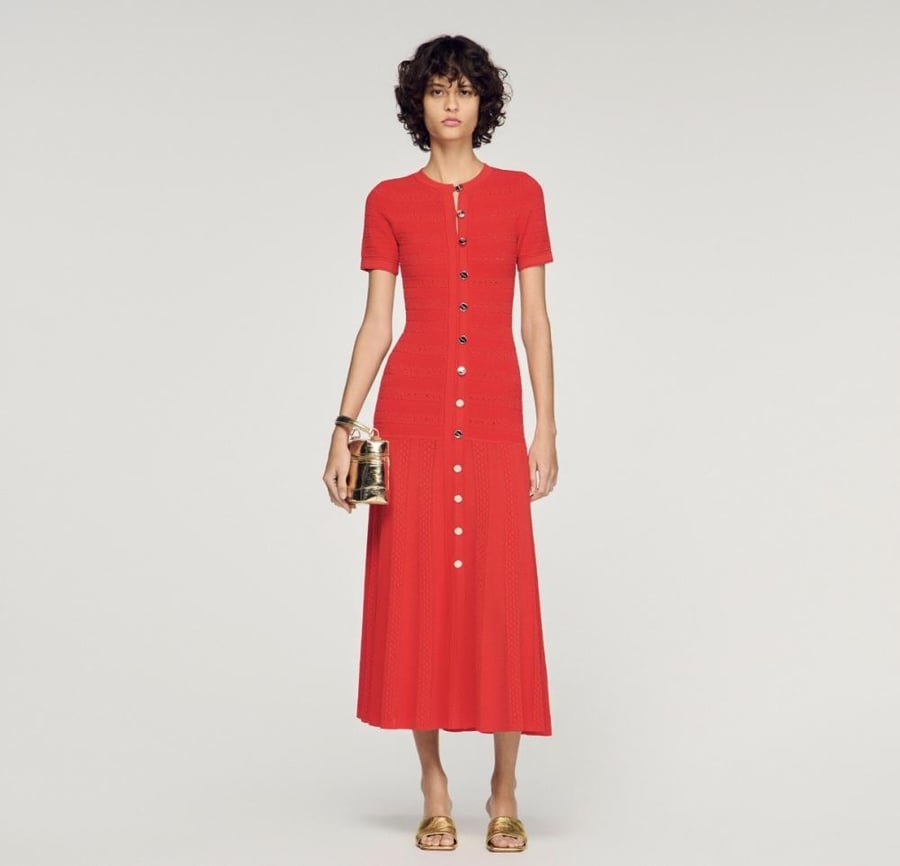 Sandro orange dress تسليم فوري Size Medium