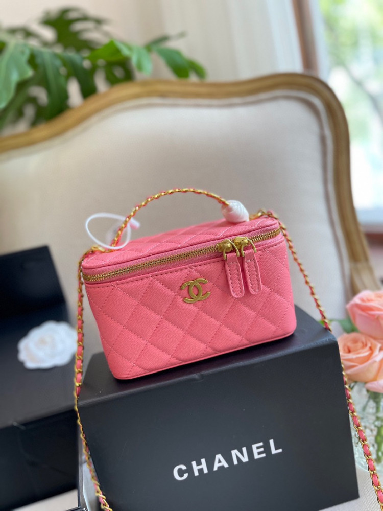 Chanel caviar leather vanity mirror