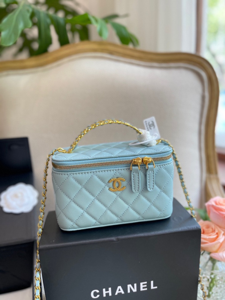 Chanel caviar leather vanity mirror