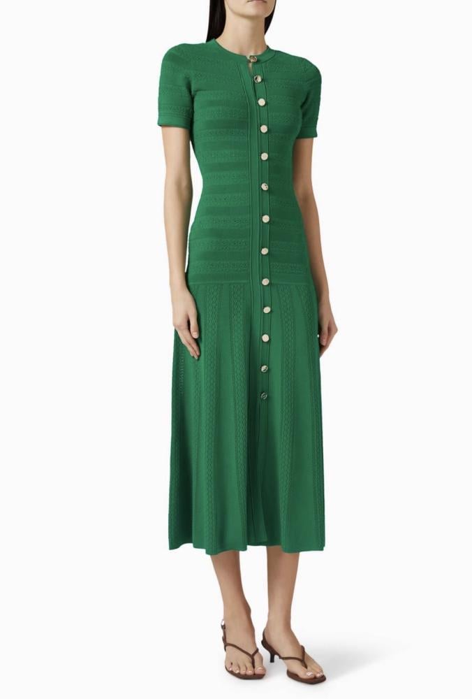 Sandro green dress تسليم فوري size s-m