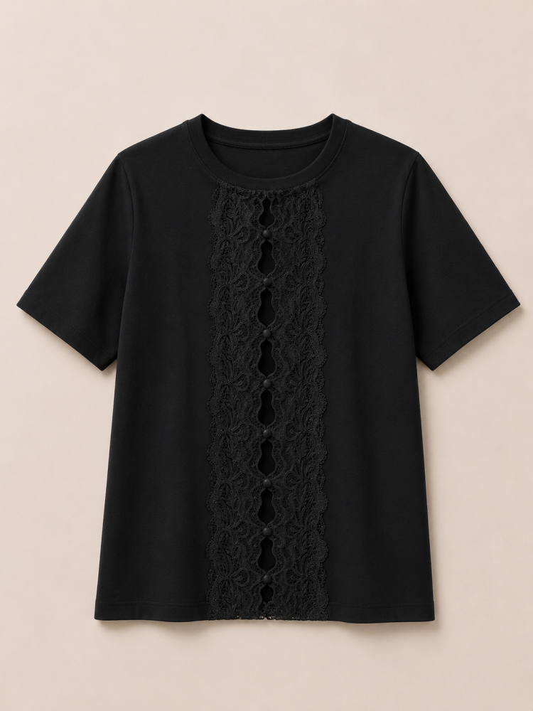 Chanel lace tshirt size s-m تسليم فوري