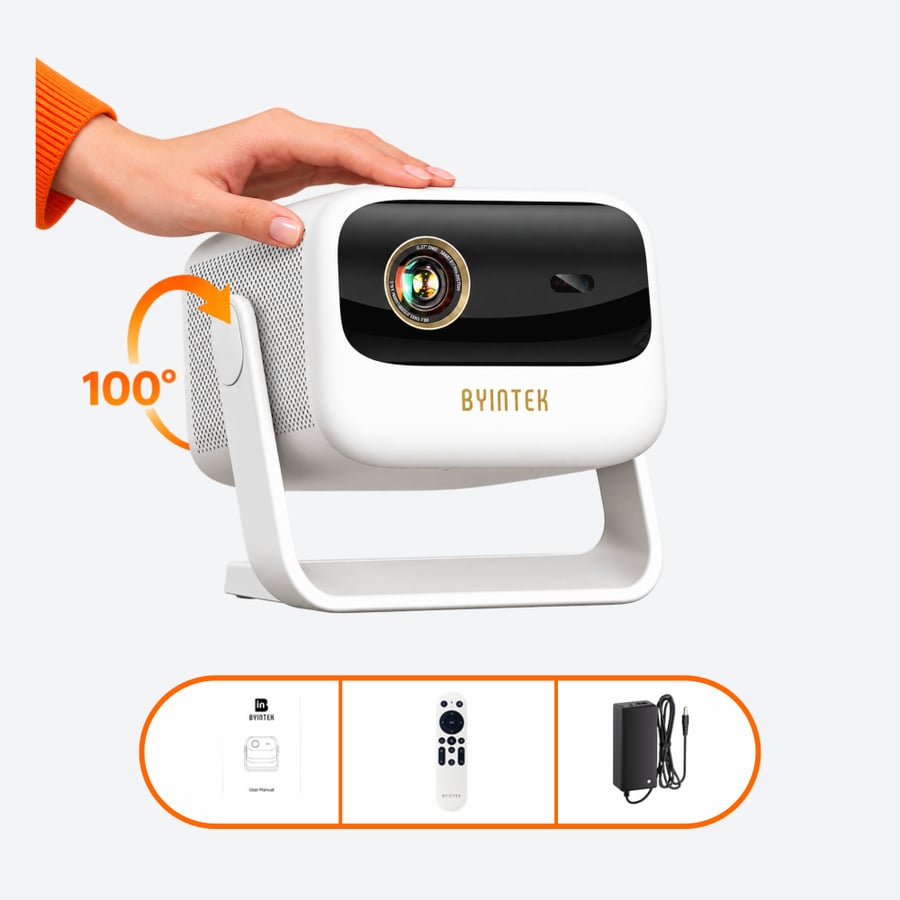 بروجكتر Byintek U90 المحمول الذكي (مع حامل مدمج  + ريموت تحكم)