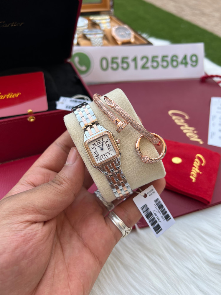 ساعة كارتير نسائي معا اسواره مجانيهCartier