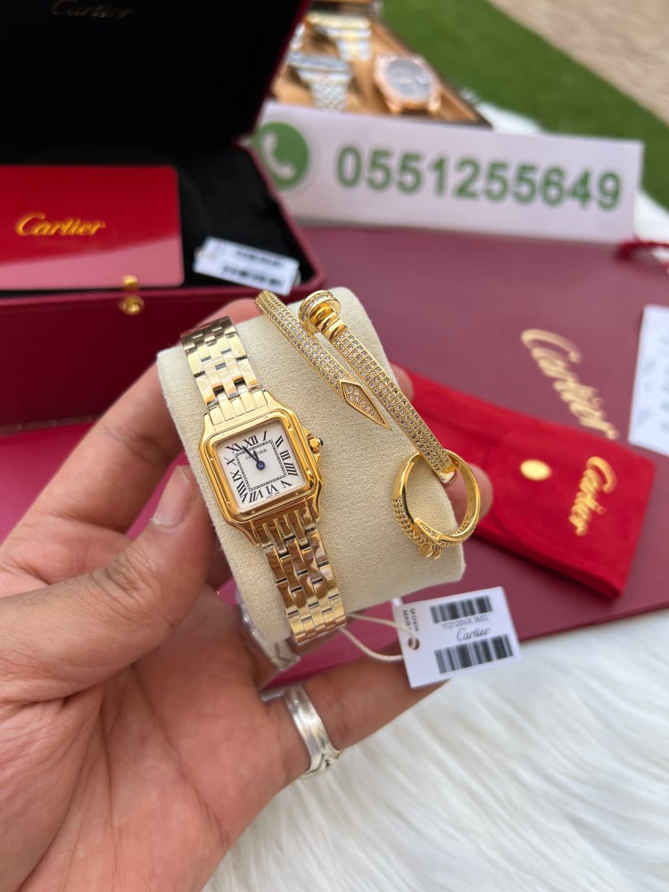 ساعة كارتير نسائي معا اسواره مجانيهCartier