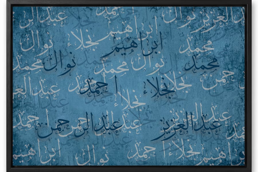 لوحة أسماء العائلة أزرق