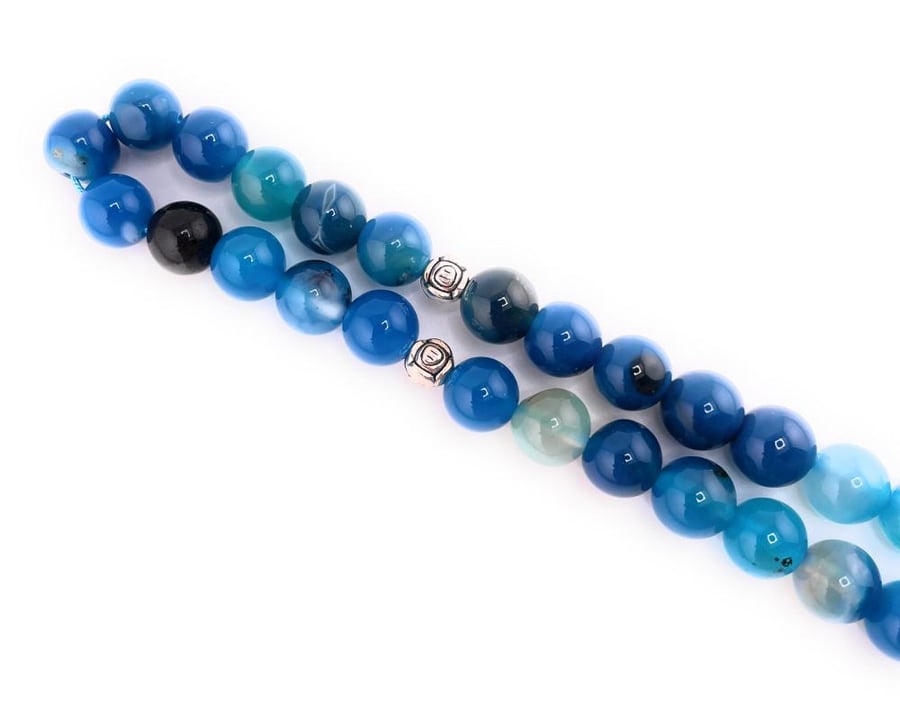 سبحة حجر العقيق الأزرق (blue agate stone )