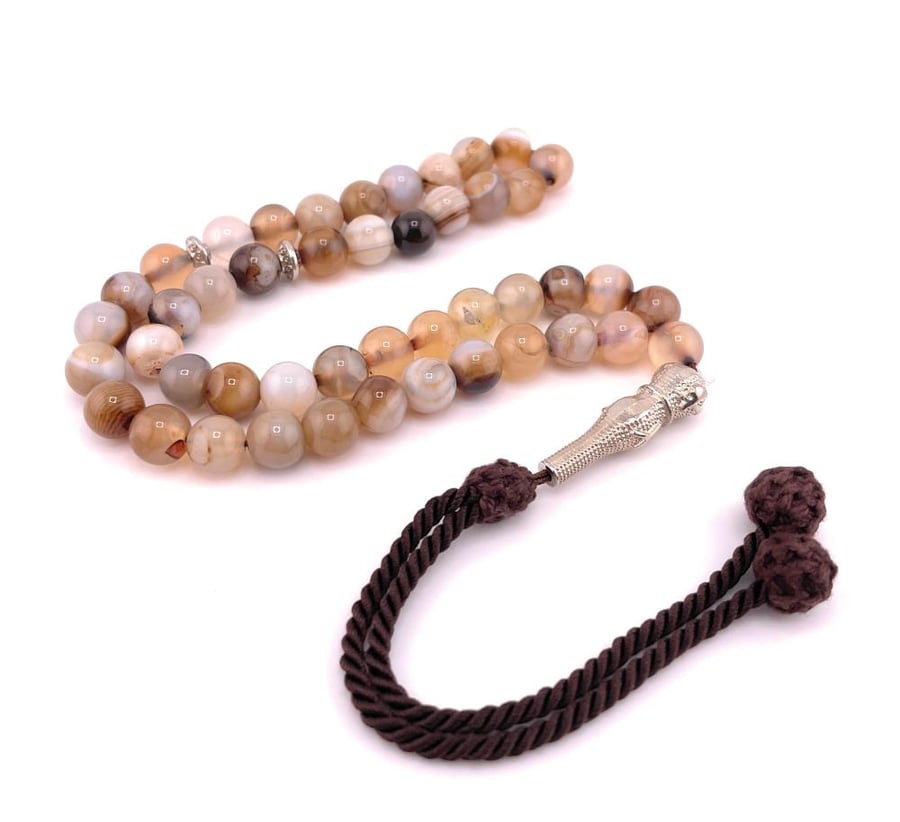 سبحة حجر العقيق البني (Agate)