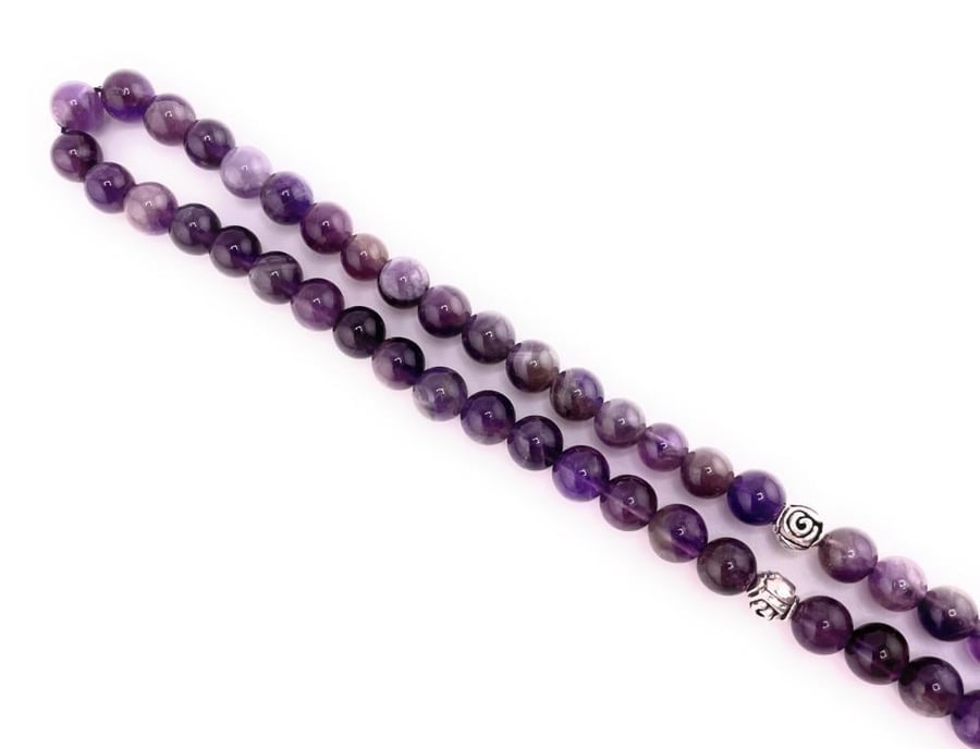 سبحة حجر الجمشت البنفسجي (Amethyst )