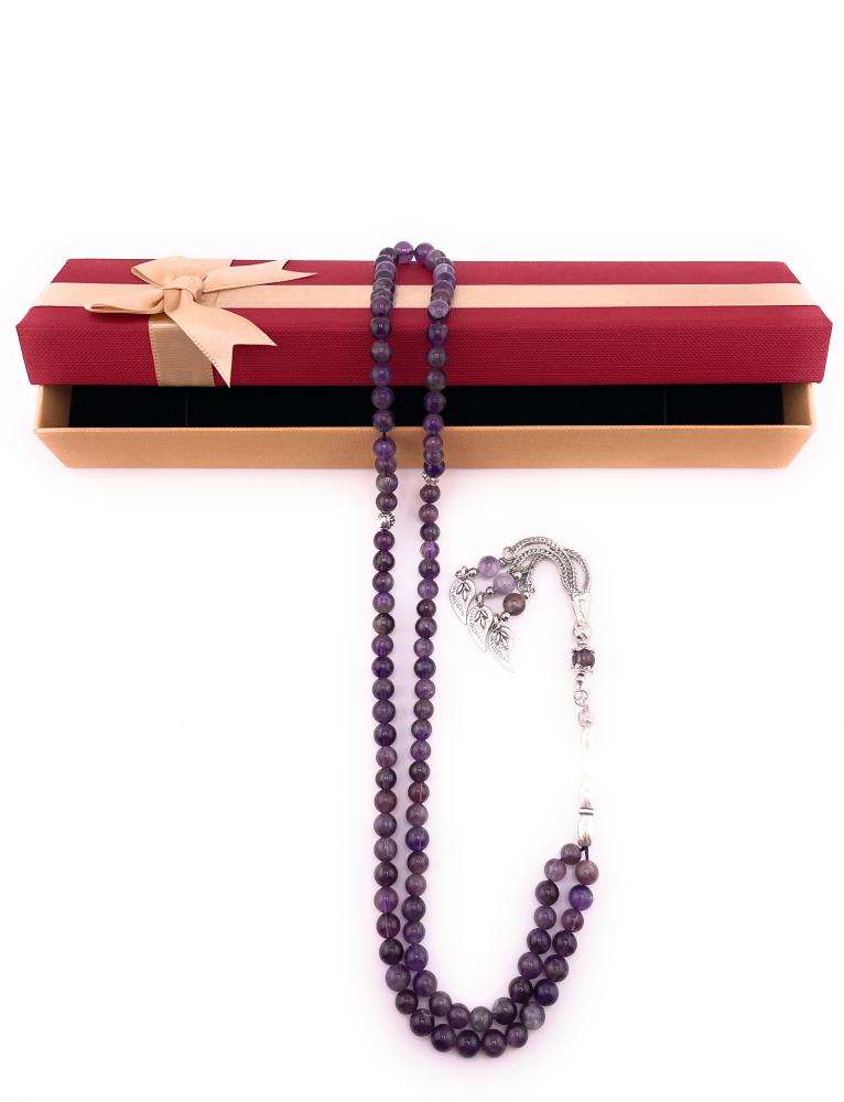 سبحة حجر الجمشت البنفسجي (Amethyst )