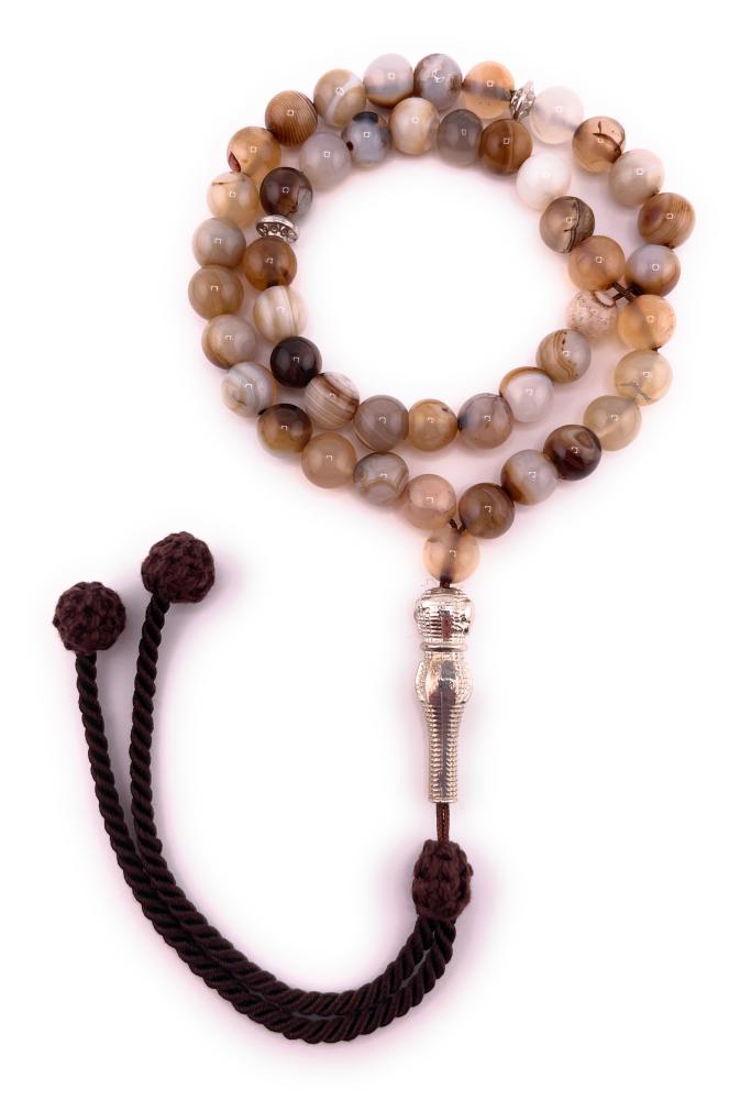 سبحة حجر العقيق البني (Agate)