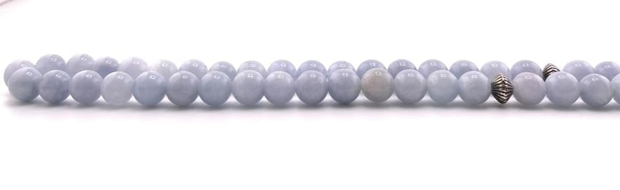 سبحة حجر العقيق الأزرق ( Blue Agate)