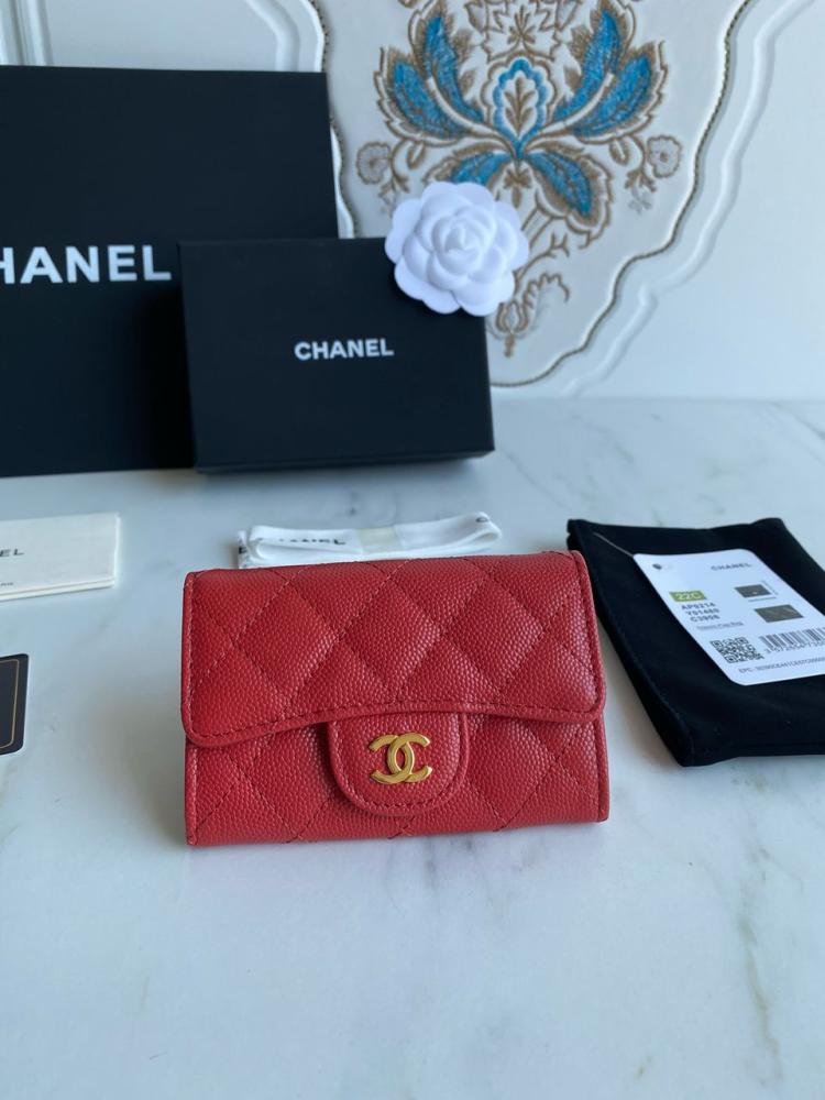 Quilted Caviar Flap Wallet card holder