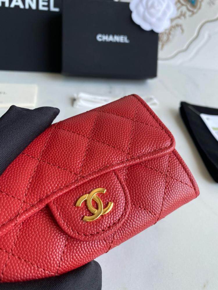 Quilted Caviar Flap Wallet card holder