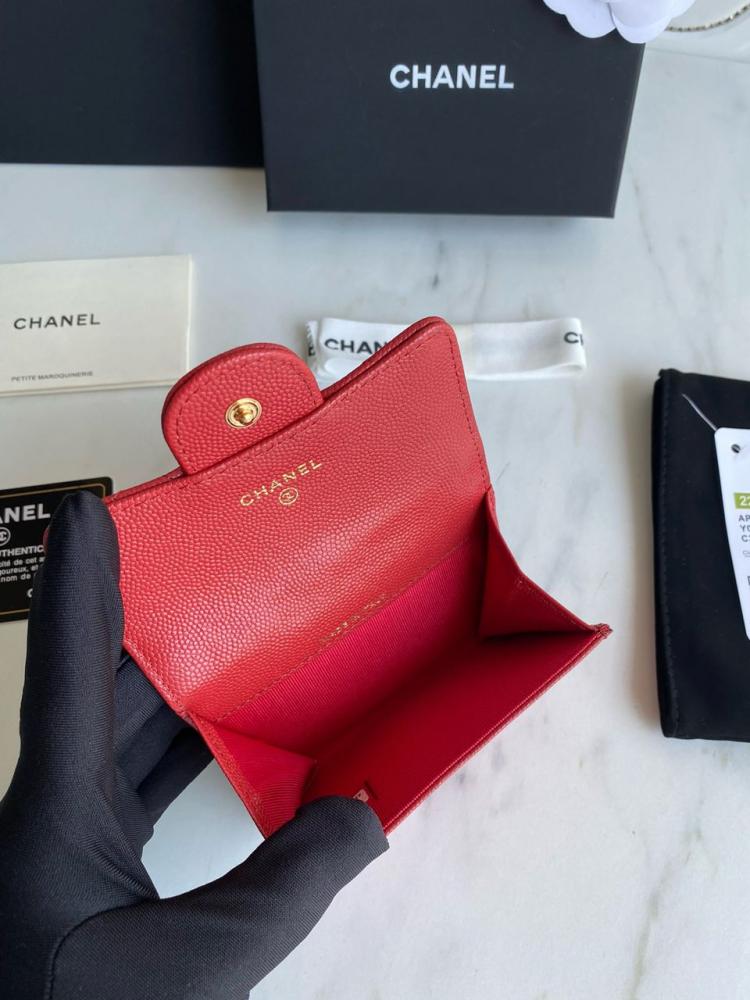 Quilted Caviar Flap Wallet card holder