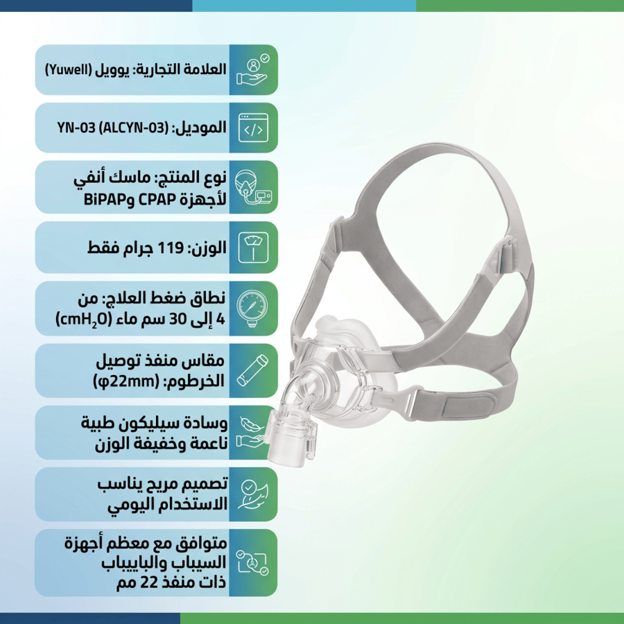 قناع CPAP أنفي Yuwell YN-03 | ماسك جهاز سيباب للأنف