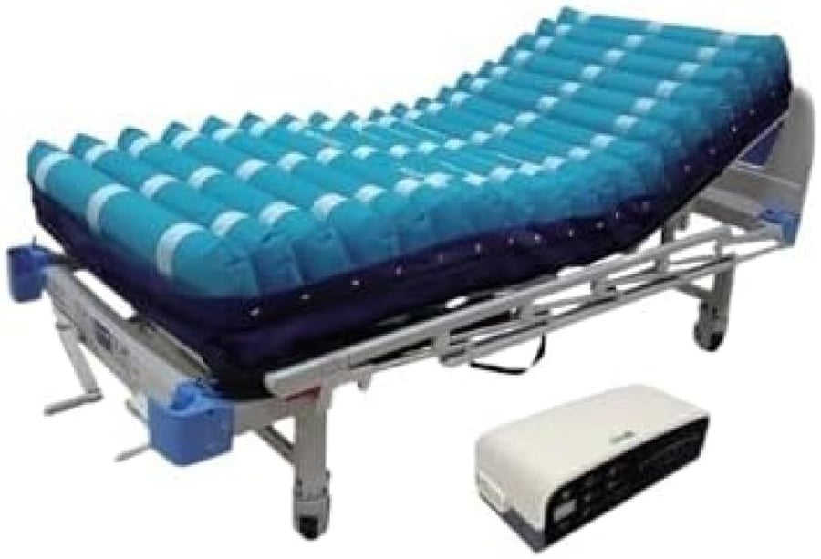 Ultra-Low Electric Hospital Bed 4 Functions 100×200 cm with Dining Table + Electric Mattress for Bed Sore Treatment
