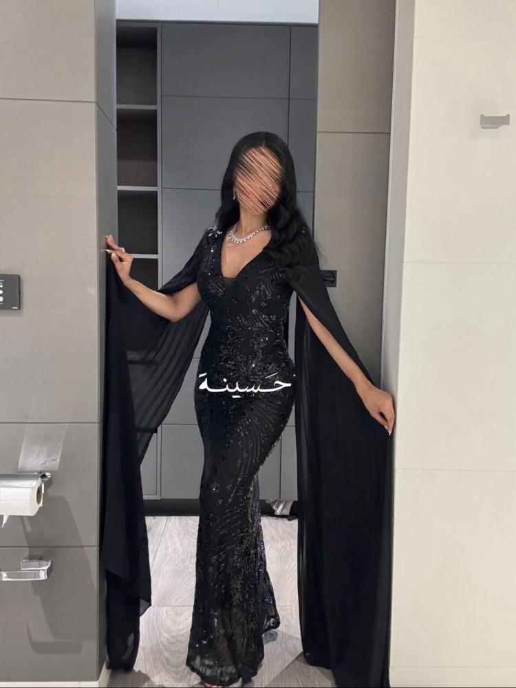 فستان اسود فراشه بكرستال