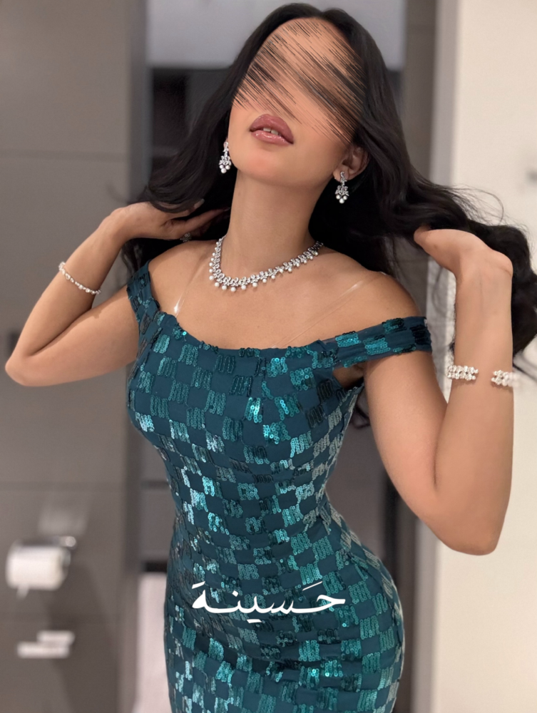فستان تركواز ترتر ضيّق